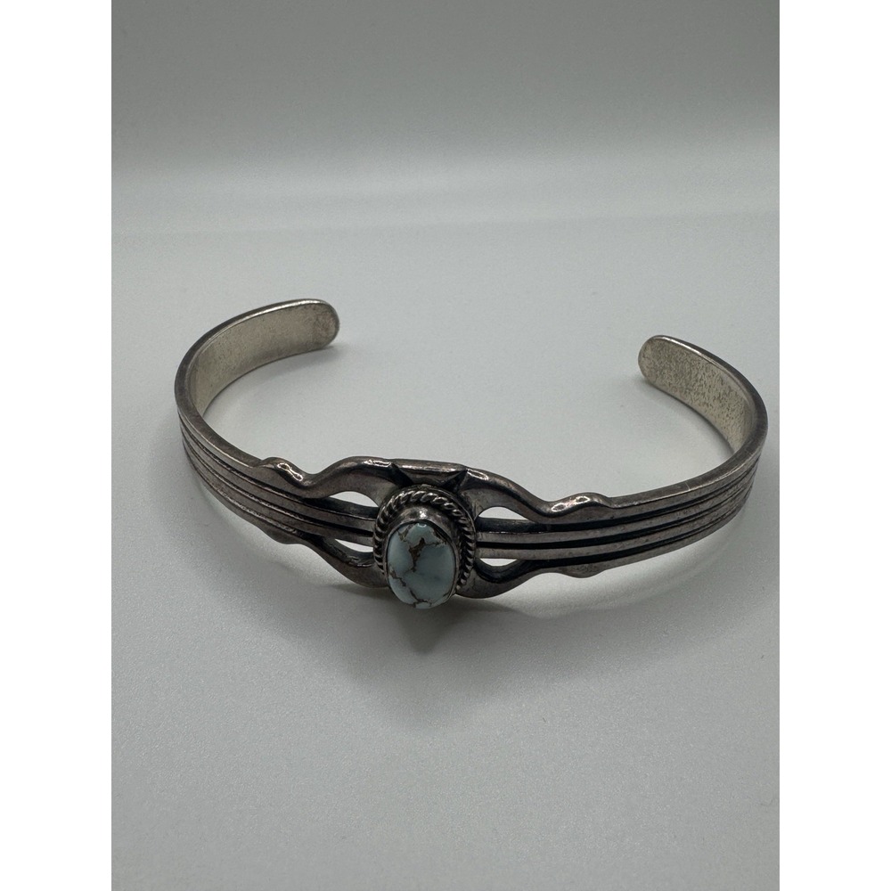 A Nelson 925 Sterling Silver Turquoise Cuff Bracelet Southwestern 6.5"
